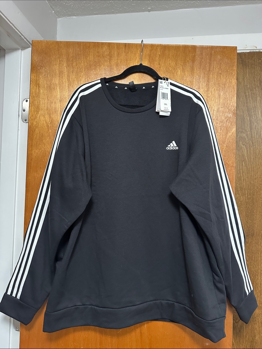 adidas Black Sweatshirt with White Sleeve Stripes